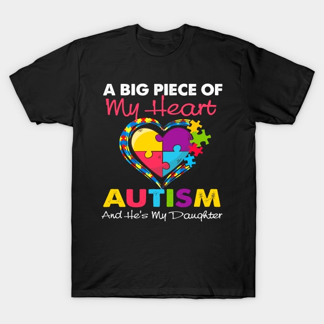 A Big Piece Of My Heart Has Autism and He_s My Daughter T-Shirt by cruztdk5